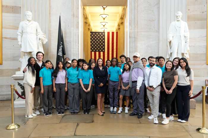 More than 100 students from Zeta Charter Schools in the Bronx and Manhattan got a special tour of the Capitol from Rep. Alexandria Ocasio-Cortez.