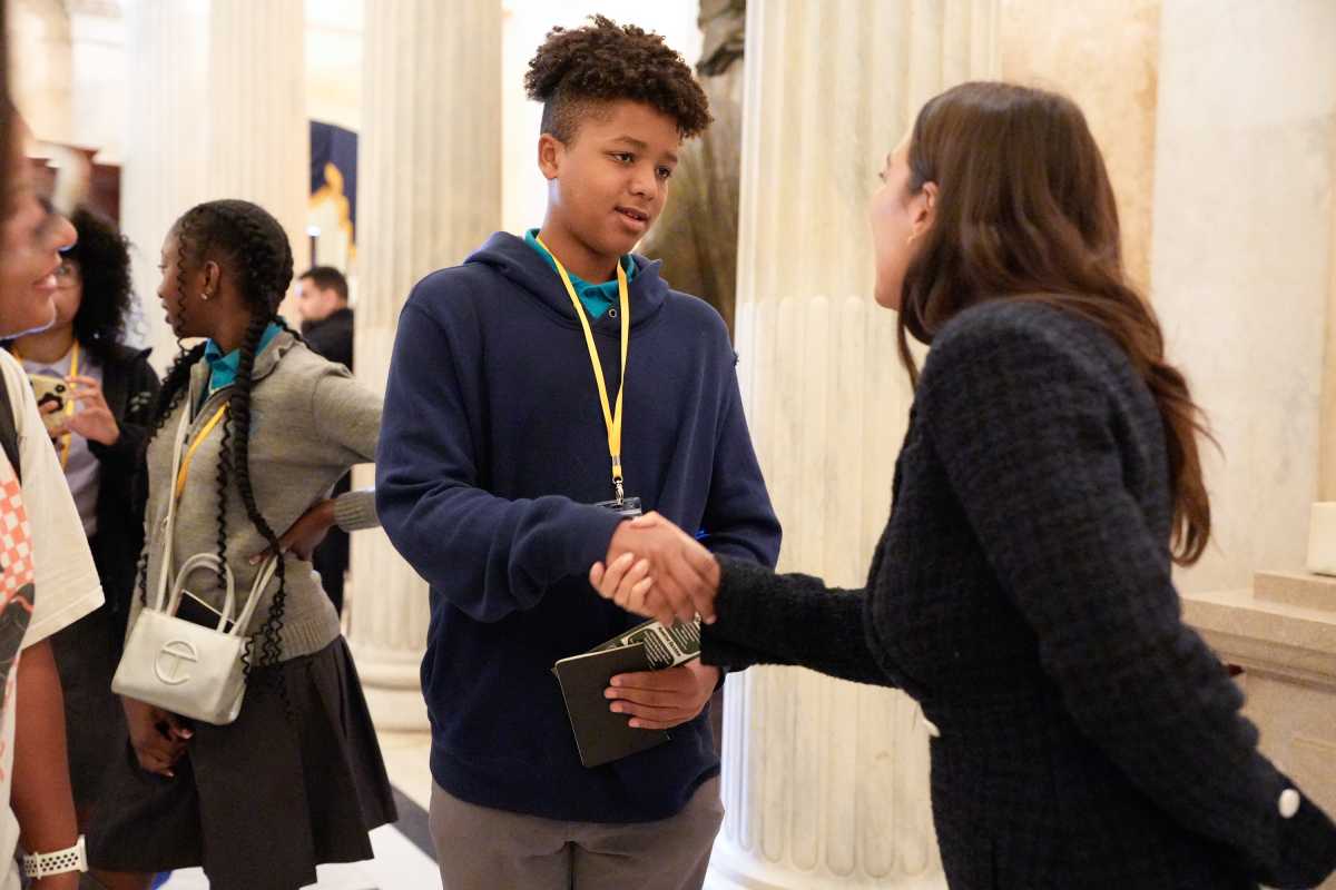 More than 100 students from Zeta Charter Schools in the Bronx and Manhattan got a special tour of the Capitol from Rep. Alexandria Ocasio-Cortez.