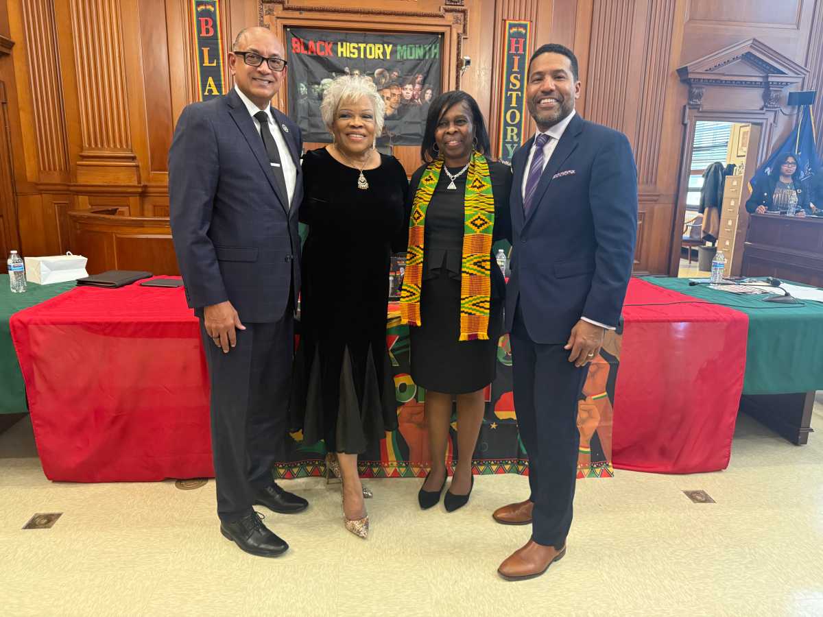 Left to right: Hon. Norman St. George, Justice Kim Adair Wilson, Hon. Patsy Goldbourne, and attorney Joey Jackson at the Bronx Supreme Court's Black History month celebration.