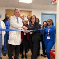 NYC Health + Hospitals North Central Bronx staff cut the ribbon on the new MRI suite.