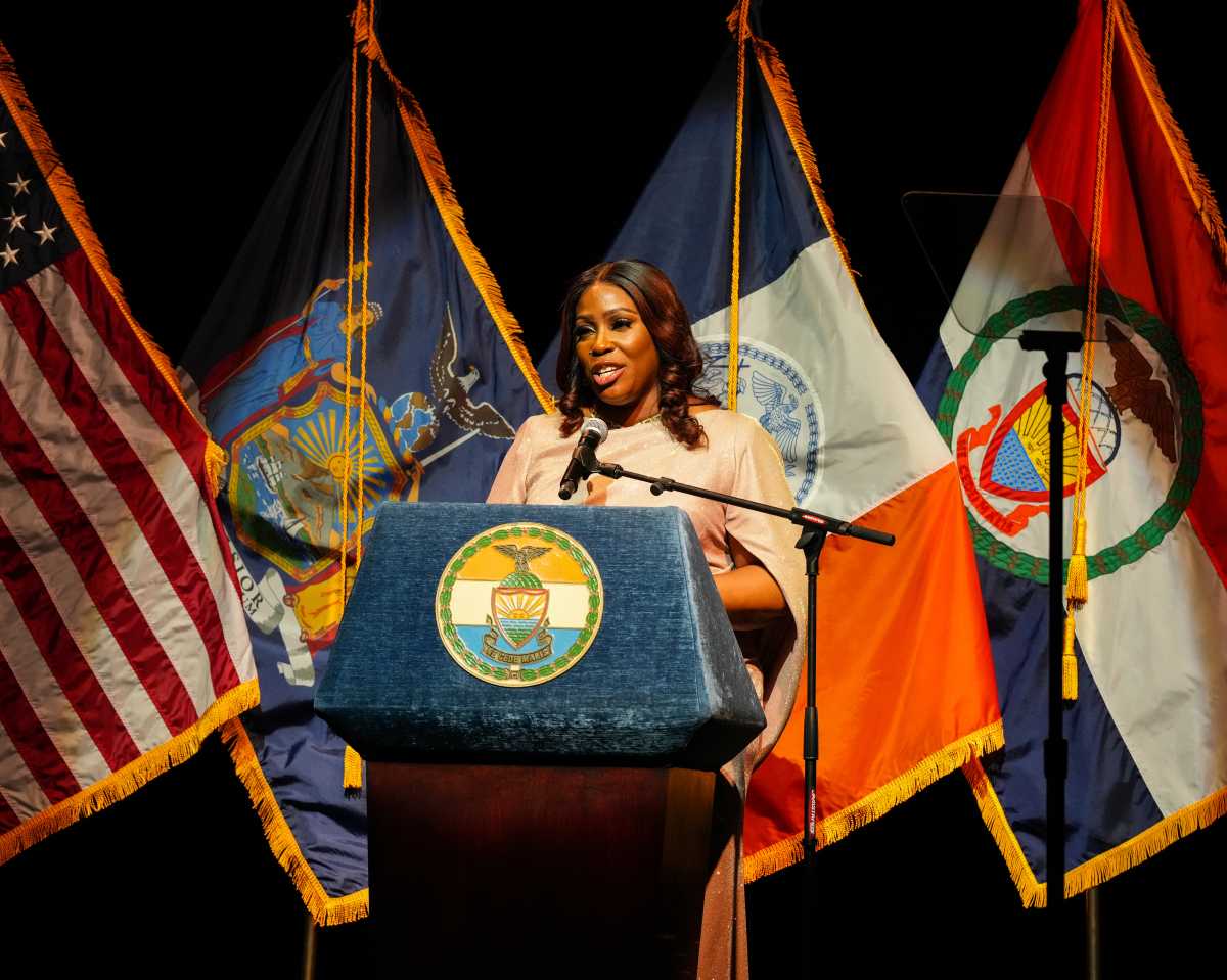 Vanessa Gibson sworn in for second term as Bronx Borough President at Lehman Center for the