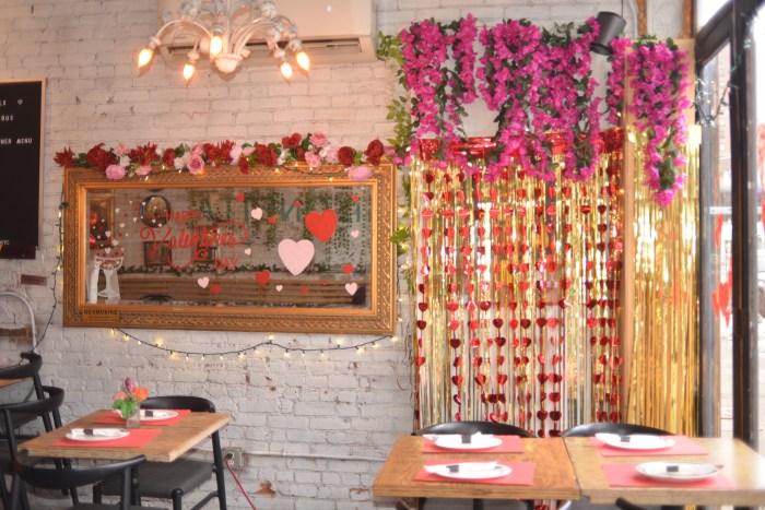 Maisonetta in Mott Haven, decorated for Valentine's Day for Bronx restaurant week.