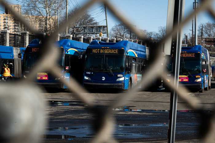 Bus fleet at the West Farms bus depot.