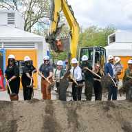 City and state officials break ground on Haffen Pool reconstruction.