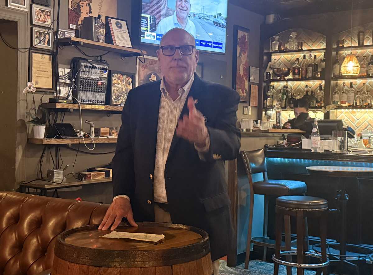 Assemblyman Michael Benedetto thanks his supporters at the Bronx Havana Room, as he secures another term representing Assembly District 82.