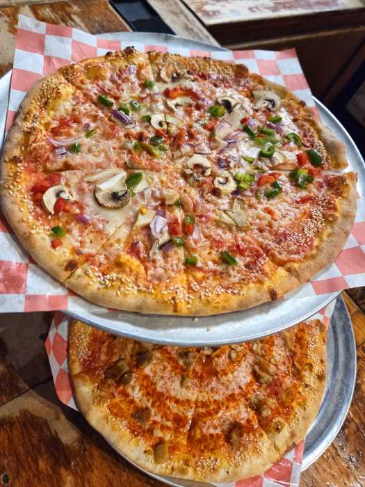 Thin, sesame-crusted pizza from No Fork on Crescent Avenue is another local business appearing on the Bronx Beer Hall's Restaurant Week menu.