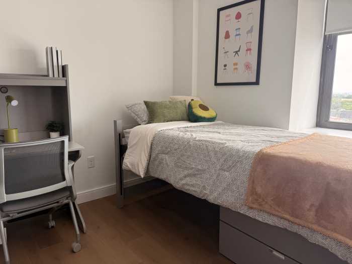 Standard suites offer desk space, free wifi, private bathrooms, among more amenities.