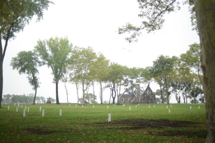 The only remaining structure on the island is a chapel constructed by Catholic Charities. The Department of Design and Construction recently stabilized the structure.