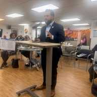 Assembly member John Zaccaro arrived at the Sept. 25 full Bronx Community Board 11 meeting to defend his bill.