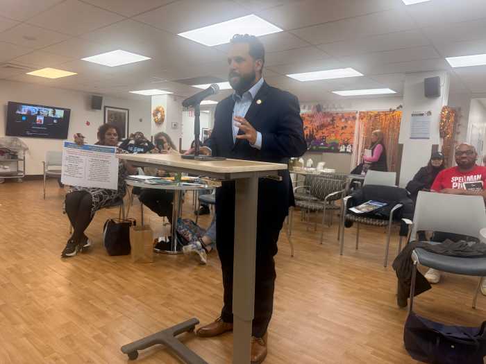 Assembly member John Zaccaro arrived at the Sept. 25 full Bronx Community Board 11 meeting to defend his bill.