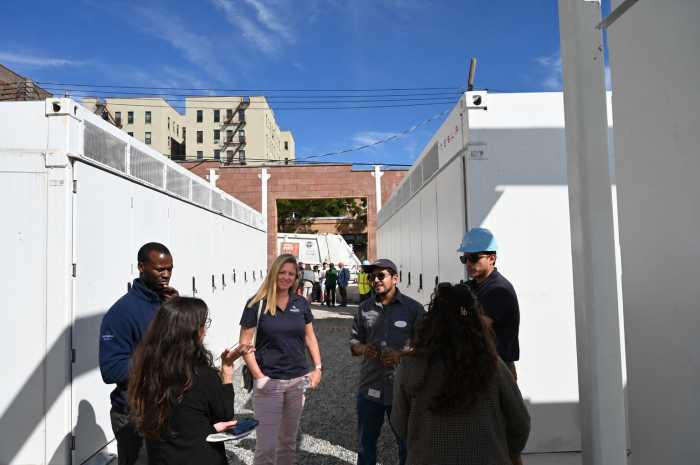 Team members and guests at NineDot’s Hunts Point battery storage site