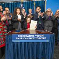 October 18, 2026- Bronx, NY — Governor Hochul signs legislation designating Little Yemen neighborhood in the Bronx a Cultural Community (Darren McGee/Office of Governor Kathy Hochul)