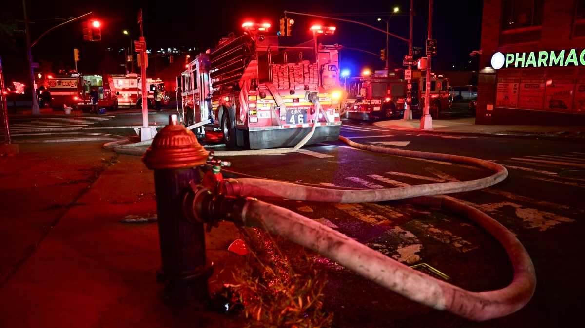 Engine Company 46 supplied a tower ladder