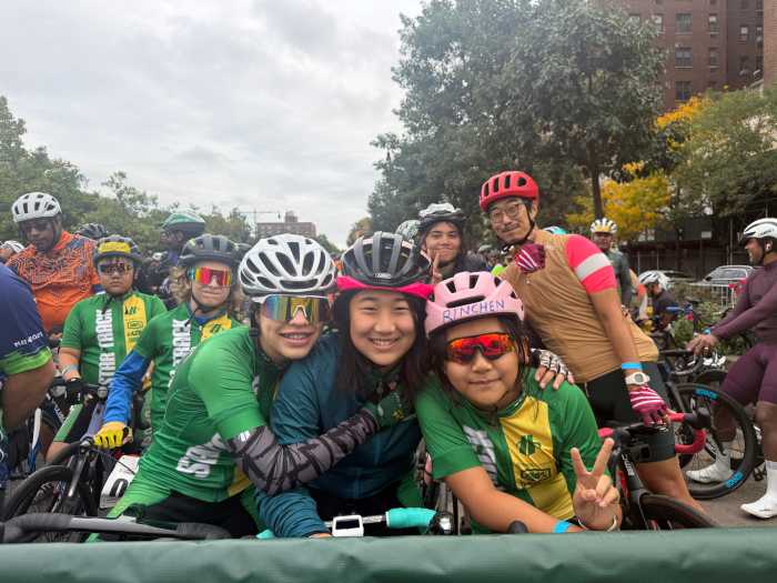 Teens from Star Track Cycling in Queens came out with their coach to ride the Tour de Bronx's 25-mile route.